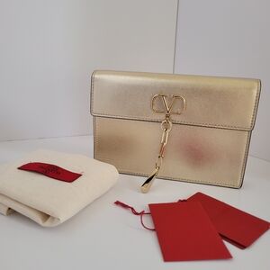 Sold- Valentino Garavani Logo Clutch Bag Leather 